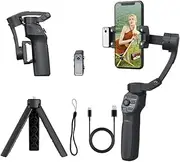 3-Axis Gimbal Stabilizer for Smartphone with Magnetic Fill Light, AI Face/Object Tracking Gesture Control,Portable Foldable Rotating Stand Tripod for iPhone/Andriod Gimbal Video Recording,Vlogging Kit