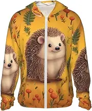 [LHBWCVN] UPF 50+ Light Jacket Full Zip Sun Protection Hoodie for Women Men Long Sleeve Hedgehog Sun Shirts