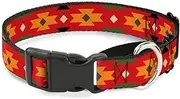 Buckle-Down Martingale Dog Collar - Navajo Tan/Rust/Olive/Black - 1" Wide - Fits 9-15" Neck Size - Small