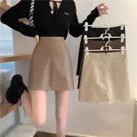 在飛比找momo購物網優惠-【D.studio】韓版高腰顯瘦皮短裙(半身裙 A字裙 裙子