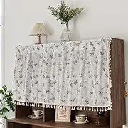 Plobeca Floral Kitchen Curtains Semi Sheer Boho Tassel Farmhouse Small Short Vintage Rod Pocket Drapes Patterned Country Rustic Window Treatment Tiers (B, W140XH45cm)