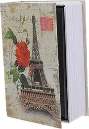 GOOHOCHY Eiffel Tower Book Safe Box with Key Portable Lock Box for Money Keys Valuables Construction Stylish Hidden Storage for Home Decor