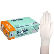 Universal Skin Shield Latex Powder Free Extra Large Cream Examination Gloves ASTM HACCP Grade 100 Box x10