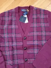 NWT BROOKS BROTHERS Men's Button Front Cardigan Large Scottish Lambswool $248.00