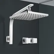 ACA 10" Rain Shower Head Set w/ Cubic Taps Square Gooseneck Shower Arm Swivel Chrome