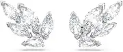 [Swarovski] Louison stud earrings Leaf - White - Rhodium plated, One Size, Metal, Crystals