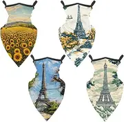 [Diusye] 4 Pcs Neck Gaiter Face Cover Bandana Scarf, Eiffel Tower City Trees