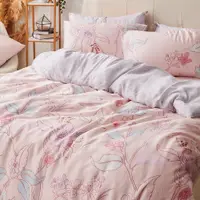 在飛比找蝦皮商城優惠-戀家小舖 台灣製床包 雙人床包 兩用被套 床單 花彩童話粉 