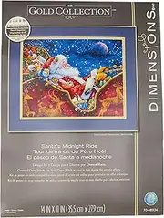 Dimensions Gold Collection Counted Cross Stitch 'Santa's Midnight Ride' Christmas Cross Stitch Kit, 18 Count Navy Aida, 14'' x 11''