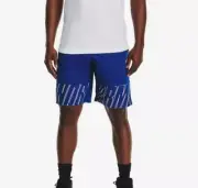 Mens Under Armour Baseline Speed Shorts Blue Size Large NEW NWT Graphic White
