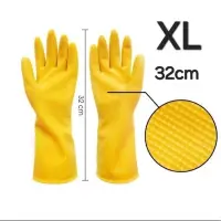 在飛比找蝦皮購物優惠-Xl 32cm 黃色乳膠橡膠手套 XL 內容 2 件長橡膠手