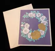Vintage Greeting Card Get Well UNUSED Gold Metallic Flowers An Artist Card 6"x5"