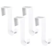 Plastic Over The Door Hooks, 4 Pack Door Hanger Hook White Coat Rack Hook,
