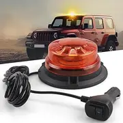 BIHEE LED Strobe Flash Light Amber Warning Light 12V/24V with 8 Modes 2.8 Meters-Cable Emergency Magnetic Flashing Beacon for Truckm, Vehicle, Tractors, School Buses