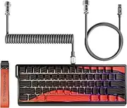 MAMBASNAKE X60 HE 60% BT/2.4G/Wired Tri-Mode Gaming Keyboard Adjustable Actuation,Rapid Trigger Magnetic Switch Mechanical Keyboard,RGB Backlit,8KHz Polling Rate with Coiled Cable for PC/Mac-Red