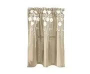 Solid Color Flower Pattern Kitchen Short Curtain Valance Drape Window Home Decor-Beige