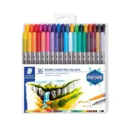 Staedtler High-Quality Fibre Tip Double-Ended Vibrant Coloured Marker Pack of 36
