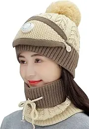 [Generic] Winter Men Hat Wool Hat Thickened Warm Ear Cold Knitted Hat Glove Scarf Three Set Cool Proof Ear Warm Cap