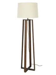 Copenhagen 1 Light Floor Lamp in Walnut with Natural Linen Shade