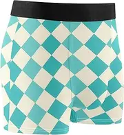 [FRODOTGV] Turquoise Checkerboards Men Boxer Brief Shorts Running Underwear for Men Cooling Boxer Para Hombre