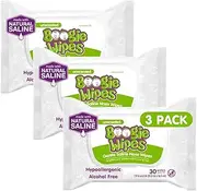 Boogie Wipes, Unscented Wet Wipes for Baby and Kids, Nose, Face, Hand and Body, Soft and Sensitive Tissue Made with Natural Saline, Aloe, Chamomile and Vitamin E, 30 Count (Pack of 3)