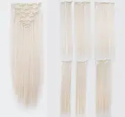 (Platinum Blonde-60) - SWACC Women 60cm Straight Full Head 7 Separate Pieces Heat Resistance Synthetic Hair Clip in Hair Extensions (Platinum Blonde-60)