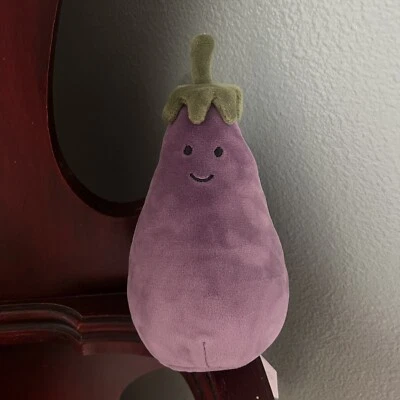 NWT Jellycat Vivacious Aubergine Eggplant Purple Vegetable Plush Doll Stuffed 7”