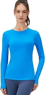 [YUROUCIO] Long Sleeve Women's Thermal Tops Warm Undershirt Lightweight Fleece Base Layer Slim Fit Pullover Long Sleeve Sports Shirt Tight Winter Turtleneck Underwear Shirt Compression Shirt Functional