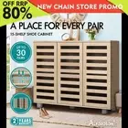 ALFORDSON Shoe Cabinet Organiser Storage Rack Drawer Shelf 30 pairs Oak