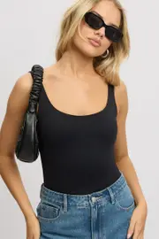 Black Bodysuit Sleeveless Scoop Neck - Size 12M, Women's Bodysuit