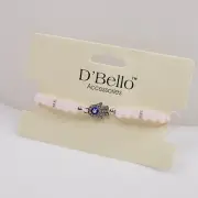 D'Bello Pink Beaded Fashion Jewelry Bracelet Hamsa Hand Evil Eye on Cord Adjust