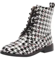 Betsey Johnson Women's Reyna Combat Boot Black/white US 5.5