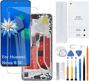 H&LYCYJ Display Screen for Huawei Nova 9 SE JLN-LX1 JLN-LX3 JuliaQN-L01B LCD Screen Replacement Assembly Kit (Blue with Frame)