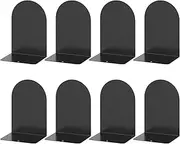 Deefongo Book Ends,Metal Bookends,4 Pair Black Book Ends for Shelves,Non Skid No Rusting Book End, Unique Designs Book Stopper for Home, Office, Library