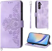 [AsWant] Wallet Case for Samsung Galaxy A35 - Premium Leather Flip Protective Case Magnetic Cover with Stand Function (Purple)