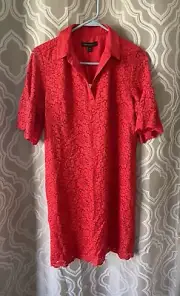 NWT Banana Republic Polo Shirt Dress Womens Size XS Red Lace Flutter Sleeve New