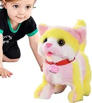 Realistic Electric Cat - Wagging Tail Kitten, Interactive Cat Toy | Electronic Animal Sounds, Battery Plush Animal Toy, Cute Realistic Play, Battery Operated Plush, Electronic Toy for Kids