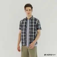 在飛比找momo購物網優惠-【Hang Ten】男裝-棉麻格紋短袖襯衫(綠)