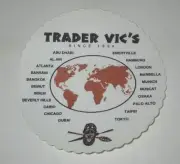 TRADER VIC'S BAR & RESTAURANT PAPER BAR DRINK COASTER SOUVENIR GLOBE MAP LOT/2