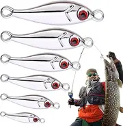 Fishing Lures - Metal Bait for Saltwater,3D Eyes Sequin Jig Lures Set of 6 for Offshore Trolling Night All Waters Fishing