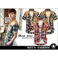 在飛比找PChome商店街優惠-【Men Star】免運費 韓版棉質格紋襯衫 迷彩衣 男 女