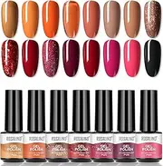 ROSALIND Gel Nail Polish UV 16 Colours Gel Polish UV Shellac Red Colours Set, Gel Nail Polish for Nail Design Nail Polish Starter Set