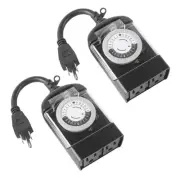 Outdoor 24 Hour Mechanical Light Timer, Plug in Waterproof Timer with 2 Groun...