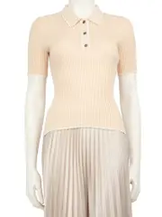 Ecru Ribbed Knit Stretchy Top