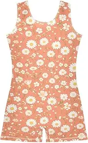 [FRODOTGV] Tiny Daisy Light Salmon Leotards for Girls Gymnastics Toddler Biketard Tumbling Outfits for Training, Yoga, Tumbling