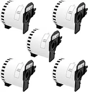 TITBIT 5 Rolls DK-22205 Continuous White Address Labels Compatible with Brother QL Labels Printer P-Touch QL-700 710W 720NW 810W 820NWB 1110NWB Length Paper Labels 62mm(W) x 30.48m(L) Black on White