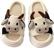 [AZIDWERYQ] Cow Slippers 1Pair Cute Cow Slippers for Women Winter Warm Animal Slippers Silent Cozy Slippers Slides Fluffy Kawaii Slippers Wicking Sweat Slippers for Women & Men, M