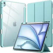 [JETech] Case for iPad Air 13-Inch M3/M2 (2025/2024) with Pencil Holder, Clear Transparent Back Shell Slim Stand Shockproof Tablet Cover, Auto Wake/Sleep (Blue)