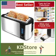 Space-Saving Stainless Steel 4-Slice Toaster with Adjustable Browning Levels