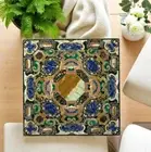 36" Square Black Marble Semi Precious Inlay Stone Coffee Table Furniture Decors